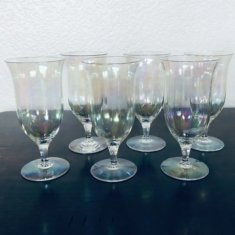 Vintage Fostoria Mother of Pearl Glass Wine Glass Goblets Lot